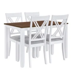 Rustic Minimalist Wood 5-Piece Dining Table Set With 4 X-Back Chairs-ModernLuxe -ModernLuxe GUEST c65277b3 a5b1 4890 a599 09fce9c19710