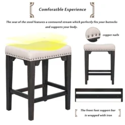 3 PCS Counter Height Wood Dining Table Set, Pub Set Foldable Table With 2 Saddle Stools-ModernLuxe -ModernLuxe GUEST c695a1c9 9619 445b 8b0d 9afbb42a8854