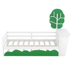 Twin Size Daybed With Desk, Green Tree Shape Shelves-ModernLuxe -ModernLuxe GUEST c69921ec 75a3 438c 88c4 1b47c4b85c10