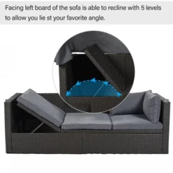 Outdoor Patio Rectangle Rattan Daybed With Retractable Canopy, Cushions And Lifting Table-ModernLuxe -ModernLuxe GUEST c6c94dbc bd88 47d7 918e 9513be6fb5c0