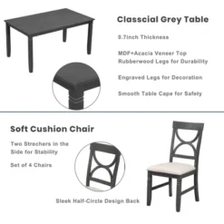 6 PCS Farmhouse Wood Dining Table Set With Table And Upholstered Chairs-ModernLuxe -ModernLuxe GUEST c6fc7878 b7a4 4d3e a257 07c6cf091977