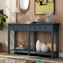 Rustic Console Table With Drawer And Bottom Shelf-ModernLuxe -ModernLuxe GUEST c7841586 1cd8 4ec8 acb6 9d280f2ad871