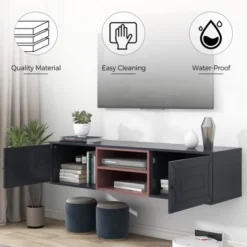Wall Mounted Floating TV Stand For TVs Up To 65'' With Adjustable Shelves And Magnetic Cabinet Door-ModernLuxe -ModernLuxe GUEST c7b156f1 7a36 4b8f 9ba0 91d429526ca5