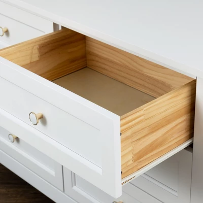 Solid Wood Painted 6 Drawer Dresser With Vintage Round Handles - ModernLuxe 12 Solid Wood Painted 6 Drawer Dresser With Vintage Round Handles - ModernLuxe - Image 10