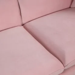 Velvet Upholstered Sofa With Armrest Pockets, 2 Pillows And Golden Metal Legs-ModernLuxe -ModernLuxe GUEST c8d41cdf aad3 4651 9552 1bdf8c141d8d