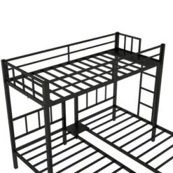 Twin Over Twin Metal Triple Bunk Bed With Ladder, Black-ModernLuxe -ModernLuxe GUEST c9f7151d 21cf 412a 954a 6f5306a2fdc0