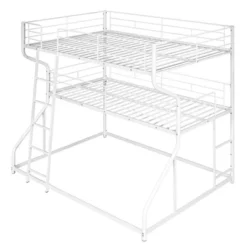 Full XL Over Twin XL Over Queen Size Metal Triple Bunk Bed With Ladder-ModernLuxe -ModernLuxe GUEST ca14cc4a b0f4 4c94 8b19 3c86cdcba7ea