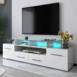 ModernLuxe Modern Stylish Functional TV Stand With Color Changing LED Lights High Gloss TV Cabinet -ModernLuxe GUEST cb7506c6 7d45 4523 a3cd 1a4ec43def3e
