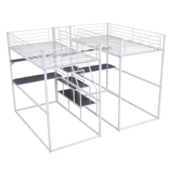 Double Twin Over Twin Size Metal Bunk Bed With Desk, Shelves And Storage Staircase-ModernLuxe -ModernLuxe GUEST cb7dec0d d31f 4a75 bd93 606371d3e607