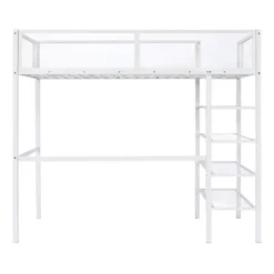 Metal Twin Size Loft Bed With 4 Shelves And Storage - ModernLuxe 16 Metal Twin Size Loft Bed With 4 Shelves And Storage - ModernLuxe -ModernLuxe GUEST cbb1be3f ac47 4708 88a1 cb676d32f94a