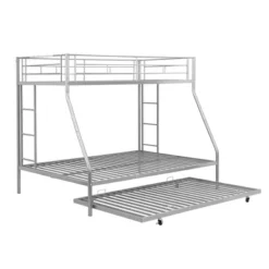Twin Over Full Steel Bunk Bed With Twin Size Trundle Bed And Two-Side Ladders-ModernLuxe -ModernLuxe GUEST cbff8632 ca83 47fc 86e1 f61fcc2ced28