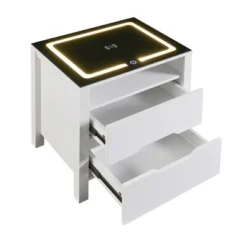 Multifunctional Storage Nightstand With Wireless Charging, Adjustable LED Light, 2 Drawers And 1 Open Shelf - ModernLuxe -ModernLuxe GUEST cc4f3be7 45c6 4bd7 95a8 0ce85abf35fa