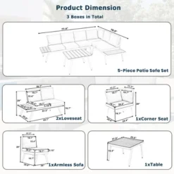 Industrial Aluminum Outdoor Patio Furniture Set Of 5 With End And Coffee Tables, White+Gray - ModernLuxe -ModernLuxe GUEST ccf99b80 a04e 4e1f 9f00 97df8ba5d6bb
