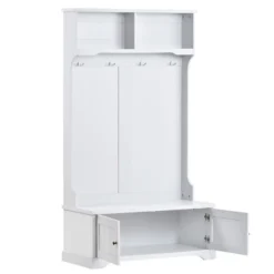 3-in-1 Design Hall Tree Entryway Bench With Shelves Cabinet And Four Hooks-ModernLuxe -ModernLuxe GUEST cd579b64 82d0 4796 a0ea d84aa0a239d2