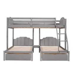 Full Over Twin & Twin Bunk Bed, Velvet Triple Bunk Bed With Drawers And Guardrails-ModernLuxe -ModernLuxe GUEST cd966953 4d7f 4d80 ad93 2dd8b423c99a