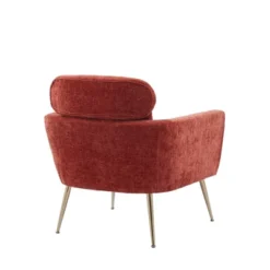 29.5" Modern Chenille Accent Armchair With Gold Metal Legs And Throw Pillow - ModernLuxe -ModernLuxe GUEST ce3e5b69 96d7 4fb6 9bcb 44abf62142f5