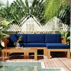 Outdoor Patio Wooden 5 Pieces Modular Sofa Set With Cushions - ModernLuxe -ModernLuxe GUEST ce9a265e 5ed6 461e b646 a10b84a592b8