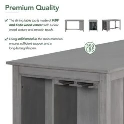 5 PCS Wood Counter Height Dining Table Set With Integrated 9 Bar Wine Compartment, Wineglass Holders And Padded Chairs-ModernLuxe 16 5 PCS Wood Counter Height Dining Table Set With Integrated 9 Bar Wine Compartment, Wineglass Holders And Padded Chairs-ModernLuxe -ModernLuxe GUEST cf7bd93e 22f6 4e19 98b3 5914c68f9945