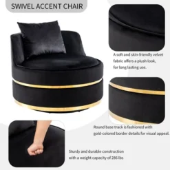360 Degree Swivel Accent Chair, Velvet Upholstered Barrel Chair With Cushion-ModernLuxe -ModernLuxe GUEST cfb88482 c70c 4a8c ae54 307fbd2ee8c0