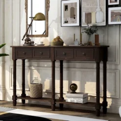 Console Table With Two Storage Drawers And Bottom Shelf-ModernLuxe -ModernLuxe GUEST d0184179 15f5 433e 9256 a9c0344a507a