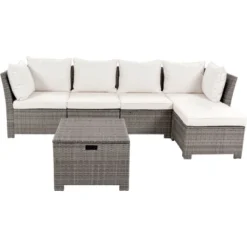 6PCS Patio PE Rattan Conversation Set, Outdoor All-weather Wicker Sectional Sofa Set, Beige-ModernLuxe -ModernLuxe GUEST d0454f52 2352 4049 8299 303f2c9bd7d9