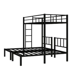 Twin Over Twin Metal Triple Bunk Bed With Ladder, Black-ModernLuxe -ModernLuxe GUEST d0773497 df71 4aa4 833e 601559e30238