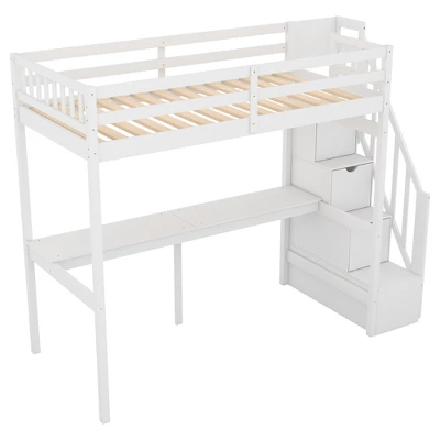 Twin Size Loft Bed With Storage Staircase And Built-in Desk-ModernLuxe 9 Twin Size Loft Bed With Storage Staircase And Built-in Desk-ModernLuxe - Image 7