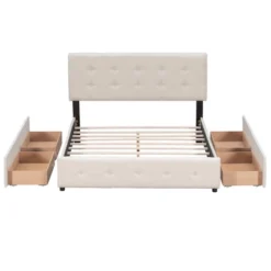 Upholstered Queen Size Platform Bed With Classic Headboard And 4 Drawers-ModernLuxe -ModernLuxe GUEST d0eeadb0 2ac6 4604 b7fa 5cfbb61911ea