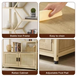 7-Tier Rattan Storage Bookshelf With 2 Doors, Natural – ModernLuxe 19 7-Tier Rattan Storage Bookshelf With 2 Doors, Natural – ModernLuxe -ModernLuxe GUEST d10b0b4a 3994 46a9 a455 503d01adbc33