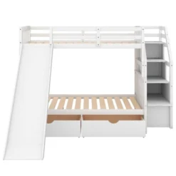 Twin Over Full Bunk Bed With Drawers,Storage Staircase And Slide-ModernLuxe -ModernLuxe GUEST d21ebd8c bd83 4fc2 89ec 53cd10419c3c