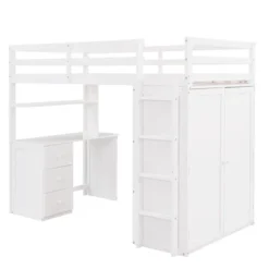 Twin Size Loft Bed With Drawers, Desk And Wardrobe-ModernLuxe -ModernLuxe GUEST d2260dea cbe9 4ae2 825b 255a384ed8a0