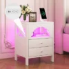 Nightstand With USB Charging Ports And LED Lights, End Table With 2 Drawers And Shelf-ModernLuxe -ModernLuxe GUEST d25b8374 d116 4faf a47f 35a921d7bbb2
