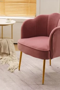 Modern Shell Shape Armchair Accent Chair With Gold Legs-ModernLuxe -ModernLuxe GUEST d35958aa ed58 42df 9413 98967e7485ff