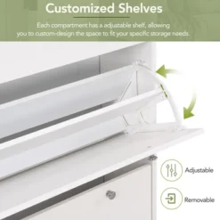 Narrow Design Shoe Cabinet With 3 Flip Drawers, 3 Hooks And Adjustable Panels - ModernLuxe -ModernLuxe GUEST d3b5b620 121d 4595 847b 4e4665f9f137