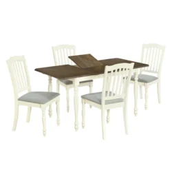 5 PCS Mid-Century Extendable Dining Table Set With 15inch Butterfly Leaf And 4 Upholstered Chairs-ModernLuxe -ModernLuxe GUEST d42101a5 5fd7 4ae7 88cf ba678d172656