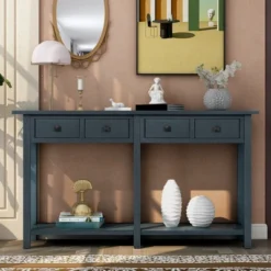 Rustic Console Table With Drawer And Bottom Shelf-ModernLuxe