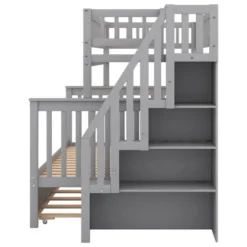 Twin Over Full Bunk Bed With Trundle Bed And Staircase-ModernLuxe -ModernLuxe GUEST d432c20d 530d 4c68 b099 e9f3c38ee79a
