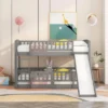 Twin Over Twin Wood Low Bunk Bed With Slide And Ladder-ModernLuxe 1 Twin Over Twin Wood Low Bunk Bed With Slide And Ladder-ModernLuxe -ModernLuxe GUEST d509c8c0 9d06 4b0c 9151 6c4461874df5