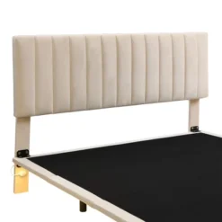 Queen Size Upholstered Floating Velvet Platform Bed With Sensor Light And Headboard-ModernLuxe -ModernLuxe GUEST d54cfe1a 7731 44a4 8d11 242852f7e515