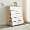 Modern 6 Drawer Dresser With Solid Wood Legs And Handles, White + Oak - ModernLuxe -ModernLuxe GUEST d57fd3dc e49d 46df 9f8a 06dc5734e271