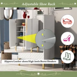 23.7" Freestanding Tipping Shoe Cabinet With Adjustable Shelves - ModernLuxe -ModernLuxe GUEST d59ae195 0c97 4f1f a143 ae3b52896764