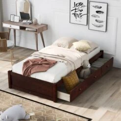 Twin Size Wood Platform Storage Bed With 3 Drawers-ModernLuxe -ModernLuxe GUEST d5d8199b f0b5 416b 8546 b9af3c0eb78c