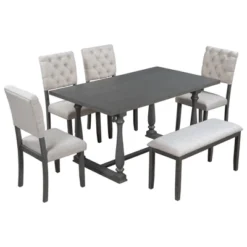 6-Piece Dining Table And Chair Set With Special-Shaped Legs And Foam-covered Seat - ModernLuxe -ModernLuxe GUEST d610bc6d 8a55 4b0d 8b8e 1611d0054821