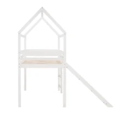 Twin Size House Shape Loft Bed With Slides, White - ModernLuxe -ModernLuxe GUEST d61b764b 651c 4ab7 b9bd a59144d3e80c