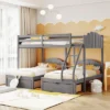 Full Over Twin & Twin Bunk Bed, Velvet Triple Bunk Bed With Drawers And Guardrails-ModernLuxe -ModernLuxe GUEST d6860f00 70c4 489b aac2 bdc124d27880