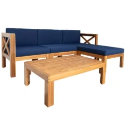Outdoor Patio Wooden 5 Pieces Modular Sofa Set With Cushions - ModernLuxe -ModernLuxe GUEST d6c5f077 a3dd 4fe6 9e1e 6113f4daa5cf