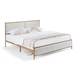 Classic Upholstered Platform Bed With Metal Frame And Solid Wood Ribs, Light Gray-ModernLuxe 10 Classic Upholstered Platform Bed With Metal Frame And Solid Wood Ribs, Light Gray-ModernLuxe -ModernLuxe GUEST d6e0a788 7de3 4206 9320 ac6556c9e371