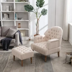 Mid Century Button-Tufted Upholstered Accent Chair Set With Linen Fabric And Ottoman-ModernLuxe 26 Mid Century Button-Tufted Upholstered Accent Chair Set With Linen Fabric And Ottoman-ModernLuxe -ModernLuxe GUEST d6e29909 b75d 4be5 b273 5d492eba60bb