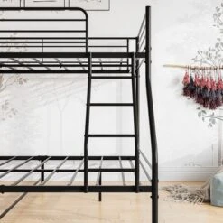 Twin-Over-Full Metal Bunk Bed With Ladder And Enhanced Upper-Level Guardrail, Black-ModernLuxe -ModernLuxe GUEST d705b433 6745 4bc7 bd87 53dcc52e3056