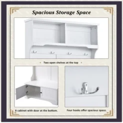 3-in-1 Design Hall Tree Entryway Bench With Shelves Cabinet And Four Hooks-ModernLuxe -ModernLuxe GUEST d757f074 553b 46bb a521 da0a48c97caa